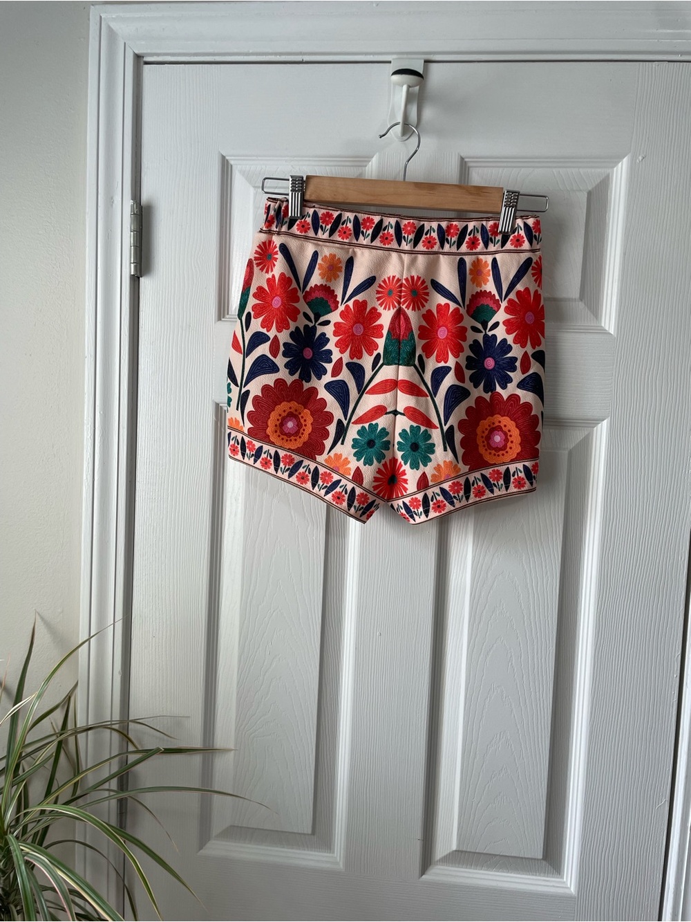 SHEIN NWOT Red Strapless Crop Top and Floral Shorts Set